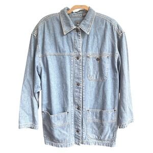 Vintage 80s 90s Liz Claiborne‎ Denim Work Coat Barn Coat L